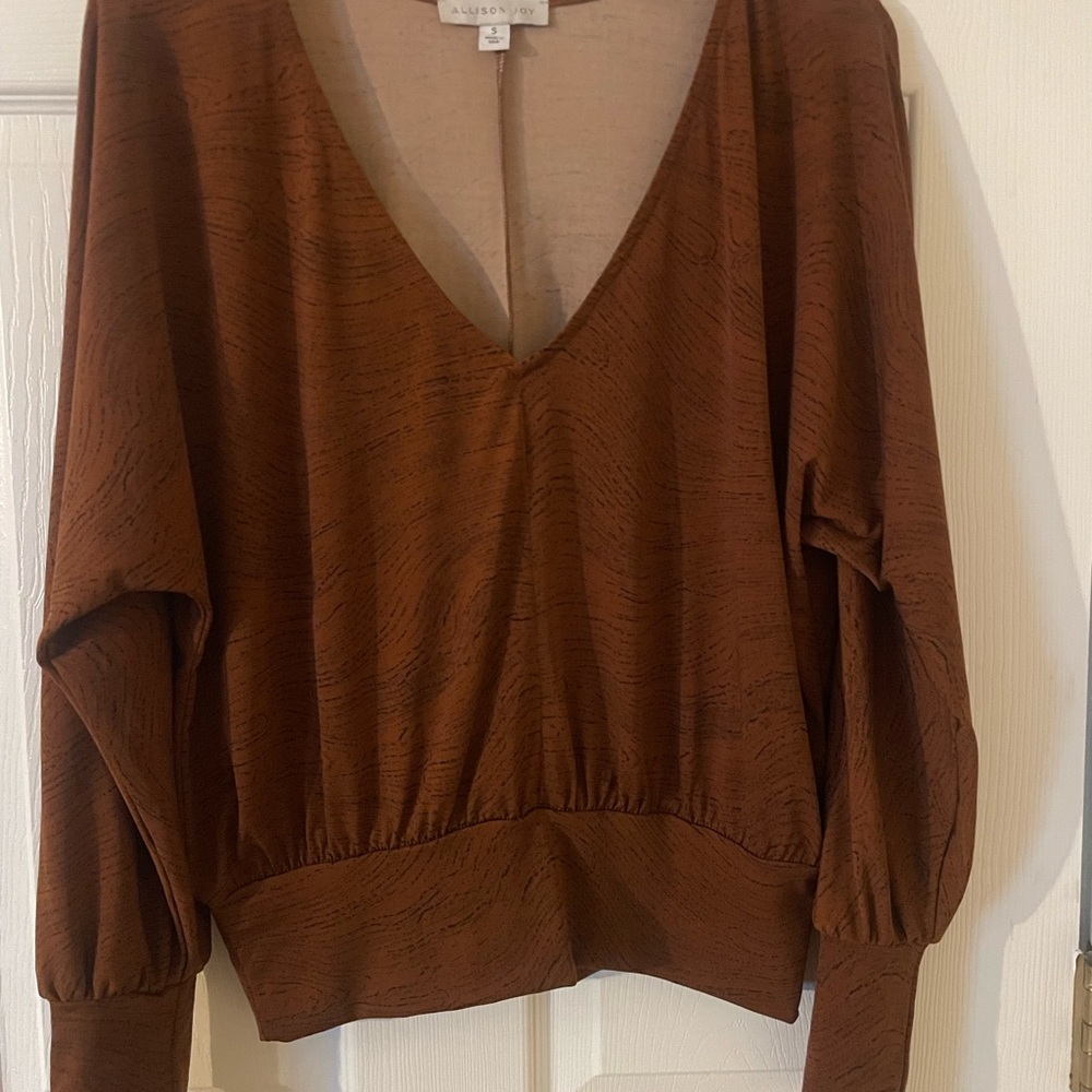Katy’s Dolman Top Evereve Small V-neck Brown/Black - Picture 3 of 8